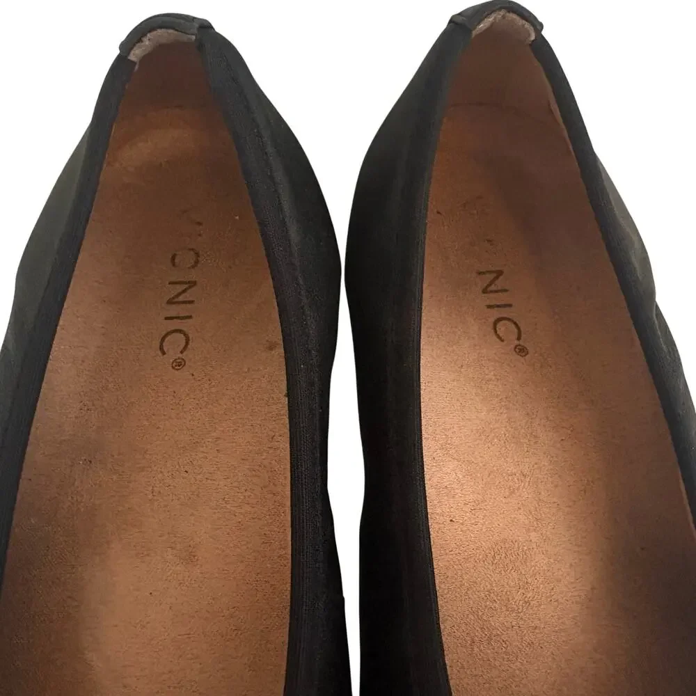 VIONIC Delanie Black Leather Chain Ballet Flats Shoes Feminine Minimalist